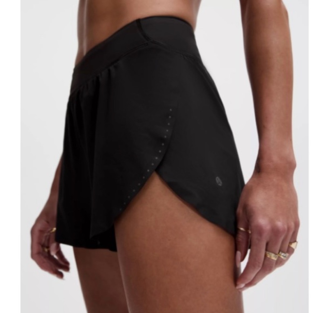 lululemon athletica Black Overlap Hem Athletic Shorts